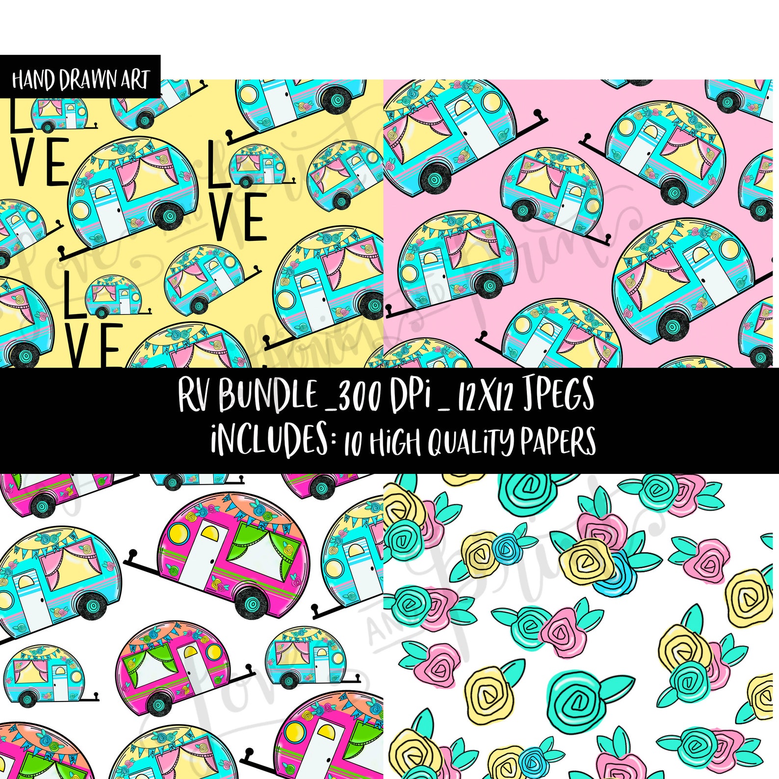 RV Clipart | RV Paper | Camper Paper | Love | RV Sublimation | Hippie ...