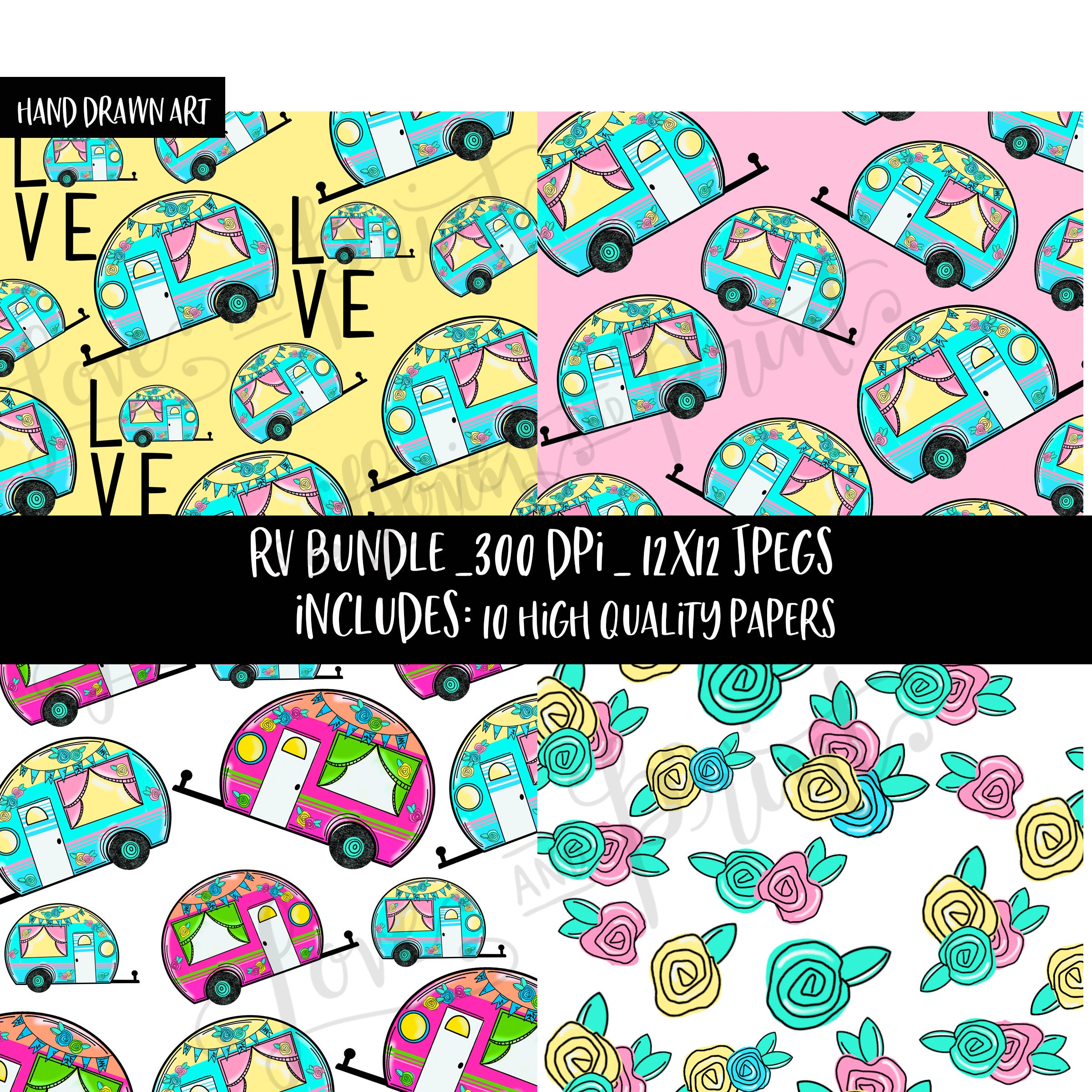 RV Clipart | RV Paper | Camper Paper | Love | RV Sublimation | Hippie ...