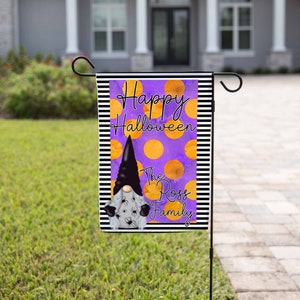 Halloween Garden Flag Design | Halloween Gnome | Fall | Haunted House | Sublimation | Garden Flag Template | Digital Download | PNG
