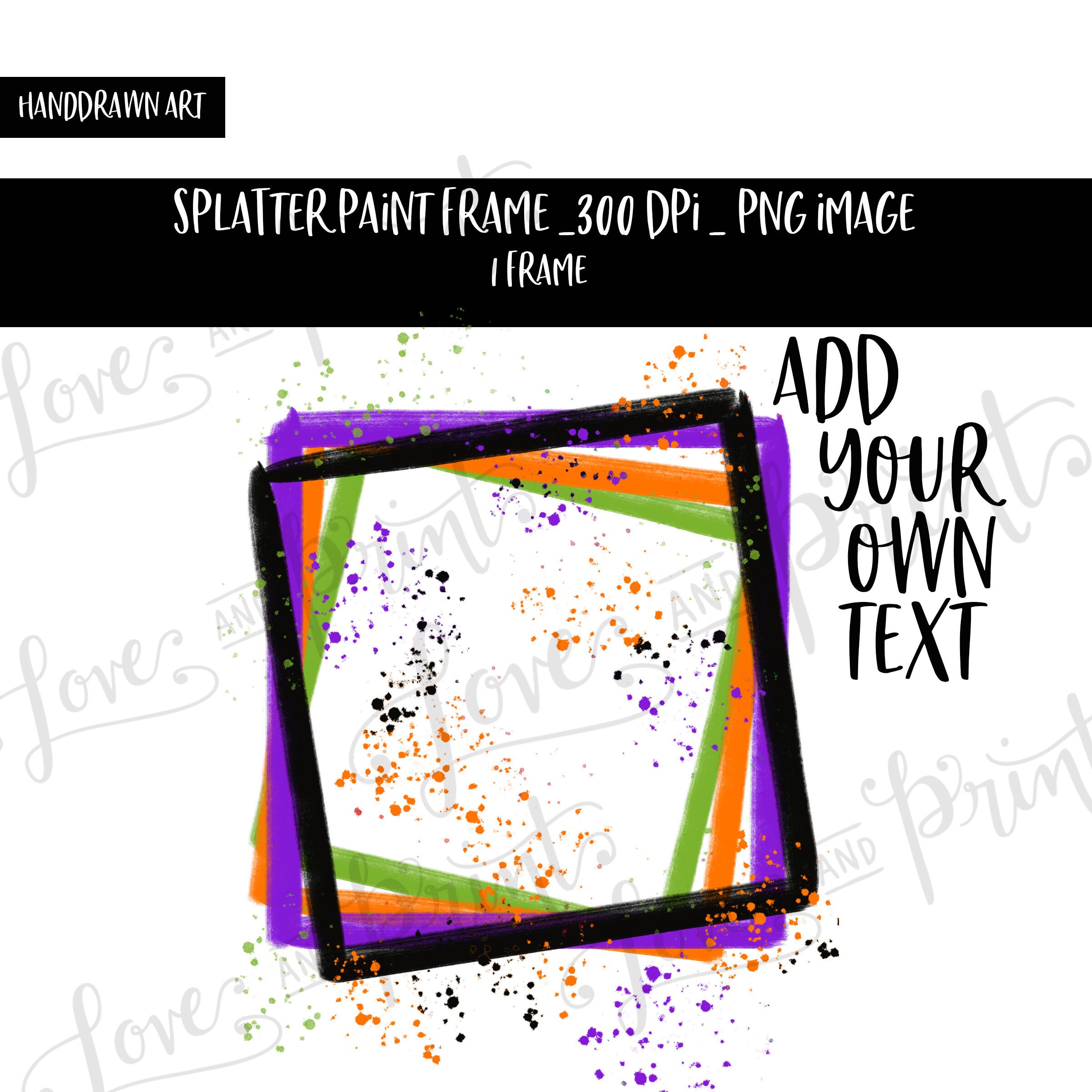 Splatter Paint Frame Digital Frame Sublimation Halloween - Etsy