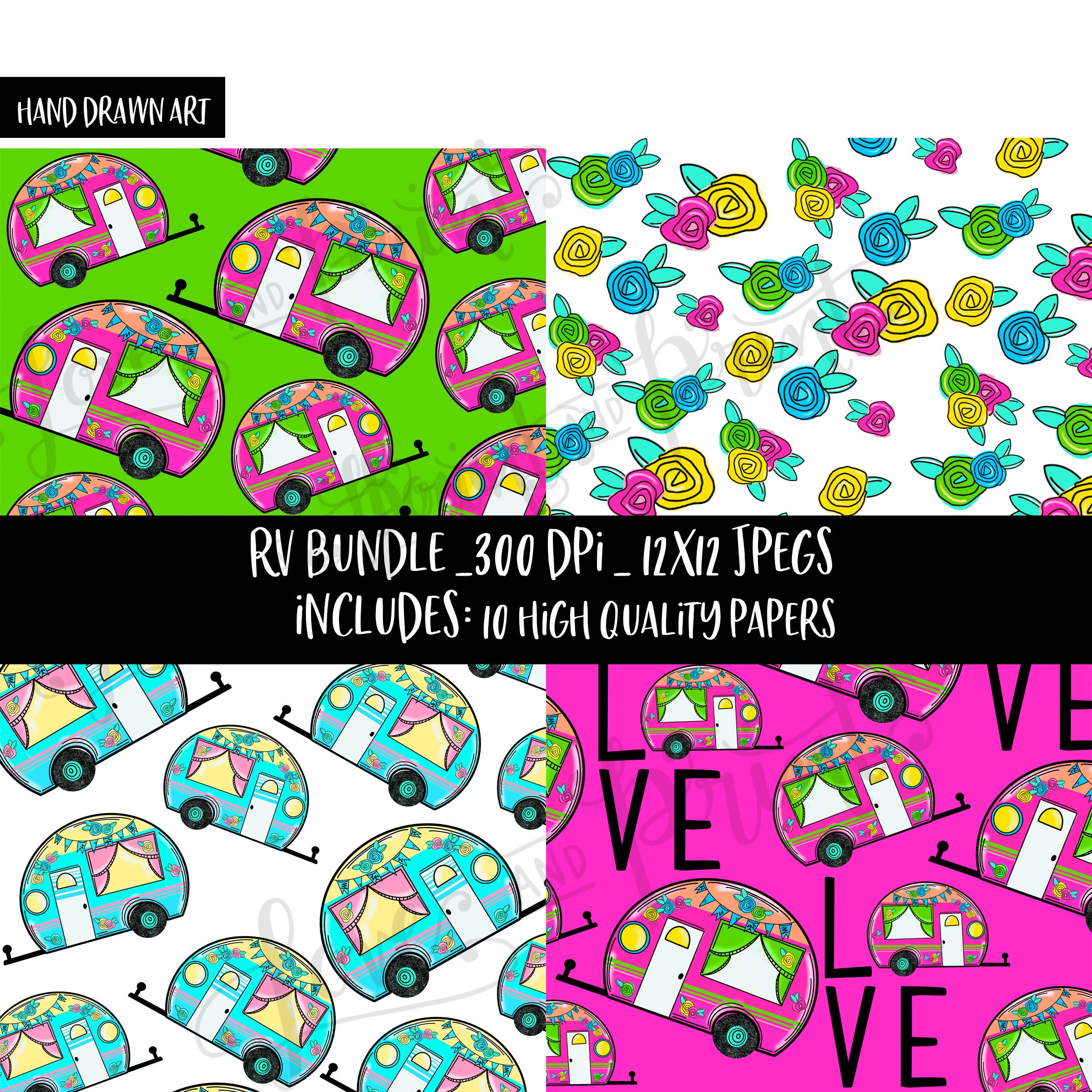 RV Clipart | RV Paper | Camper Paper | Love | RV Sublimation | Hippie ...