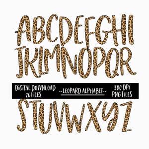 Leopard Alphabet Set - Letters and Clipart - Sublimation - Bulletin Board - ABC Clipart - Invitation -