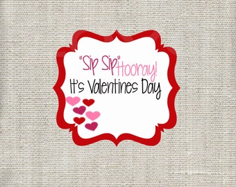 Sip Sip Hooray Silly Straw Valentine Printable - Instant Download - Valentine Cards