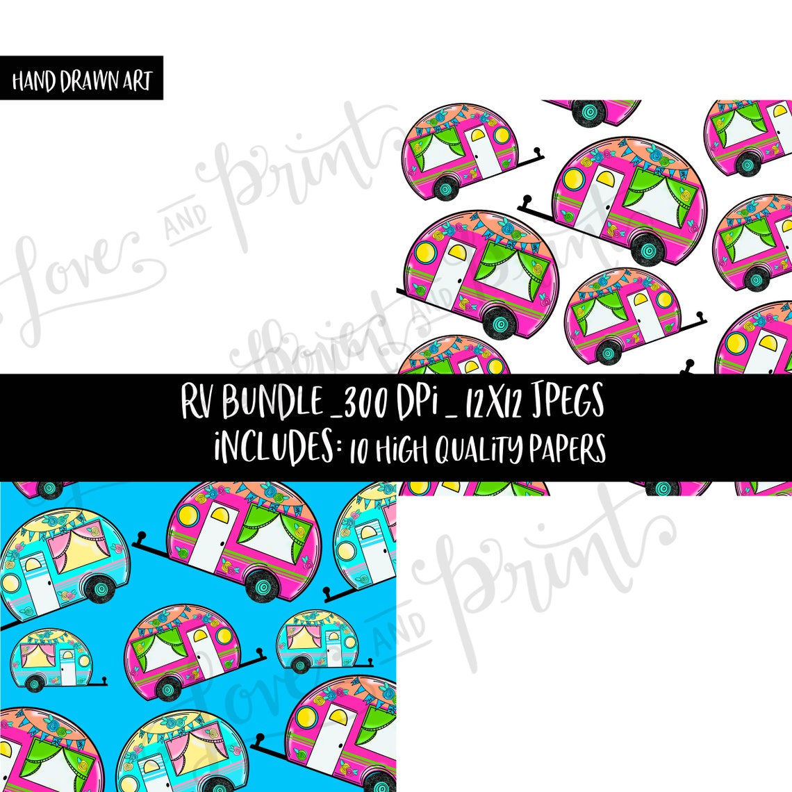 RV Clipart | RV Paper | Camper Paper | Love | RV Sublimation | Hippie ...