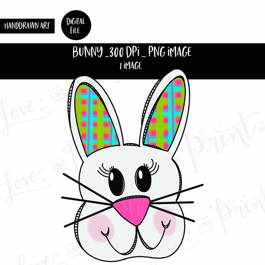 Bunny | Hand Drawn | Rabbit | Sublimation | Clipart | Buffalo Plaid ...