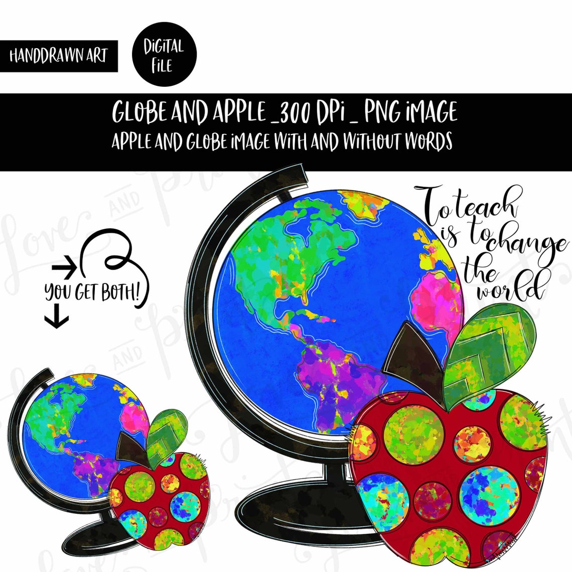 Polka Dot Apple Globe Clipart Sublimation Clipart | Etsy