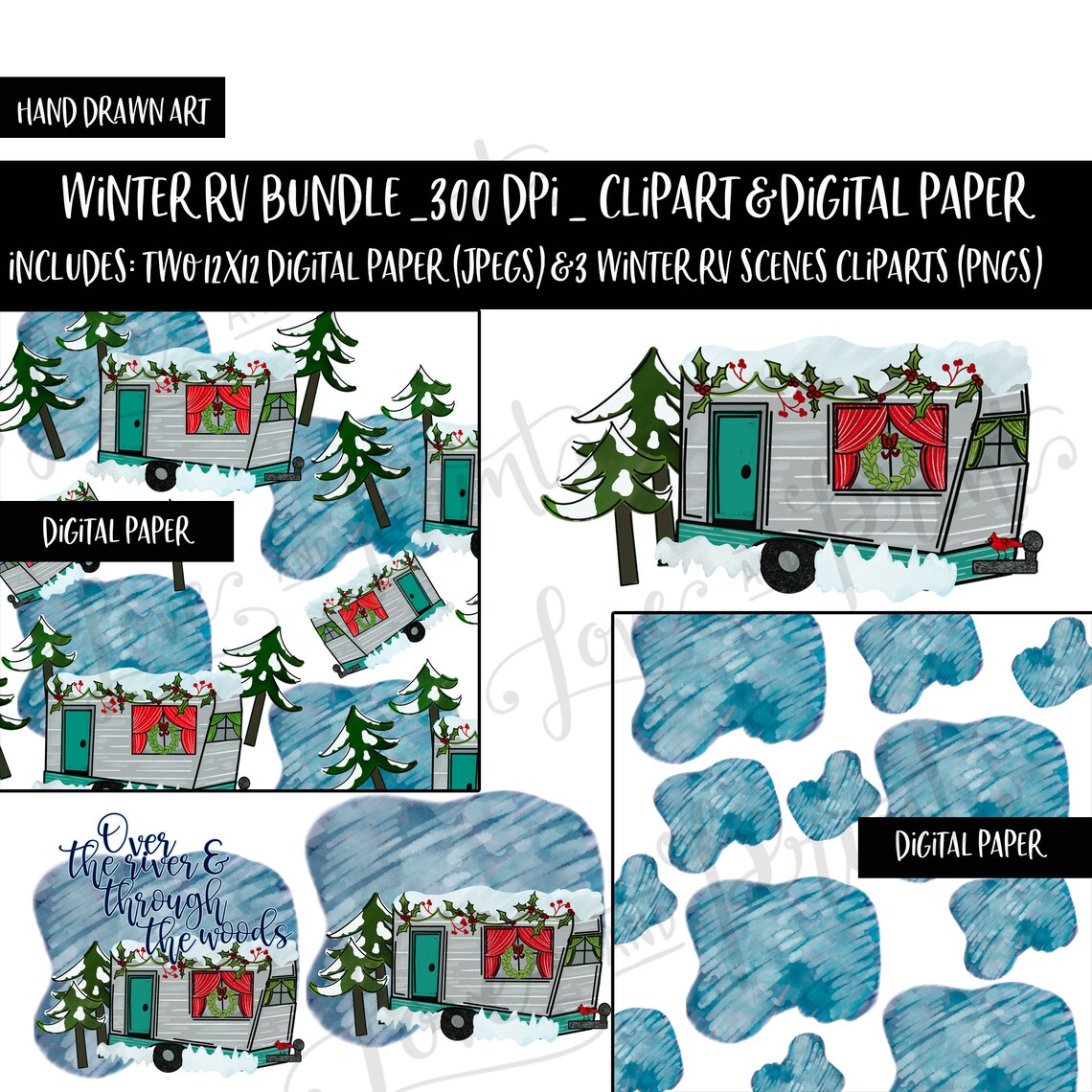 Winter RV Clipart | RV Paper | Camper Paper | RV Sublimation | Vintage ...