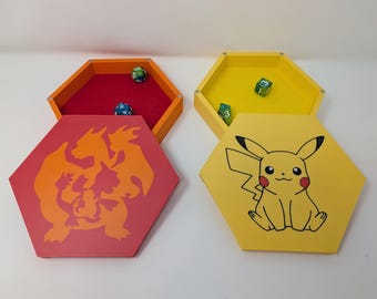 Vassoio da viaggio per dadi Pokémon con coperchio magnetico / Porta dadi personalizzato per D&D / Vassoio portatile per giochi di ruolo e MTG