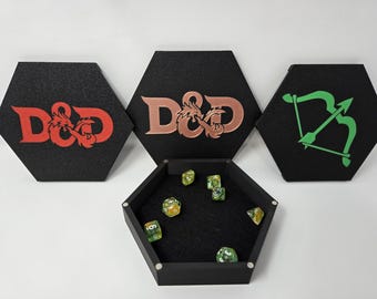 Vassoio da viaggio personalizzato per dadi con coperchio magnetico / Portadadi D&D personalizzato / Vassoio portatile per giochi di ruolo e MTG