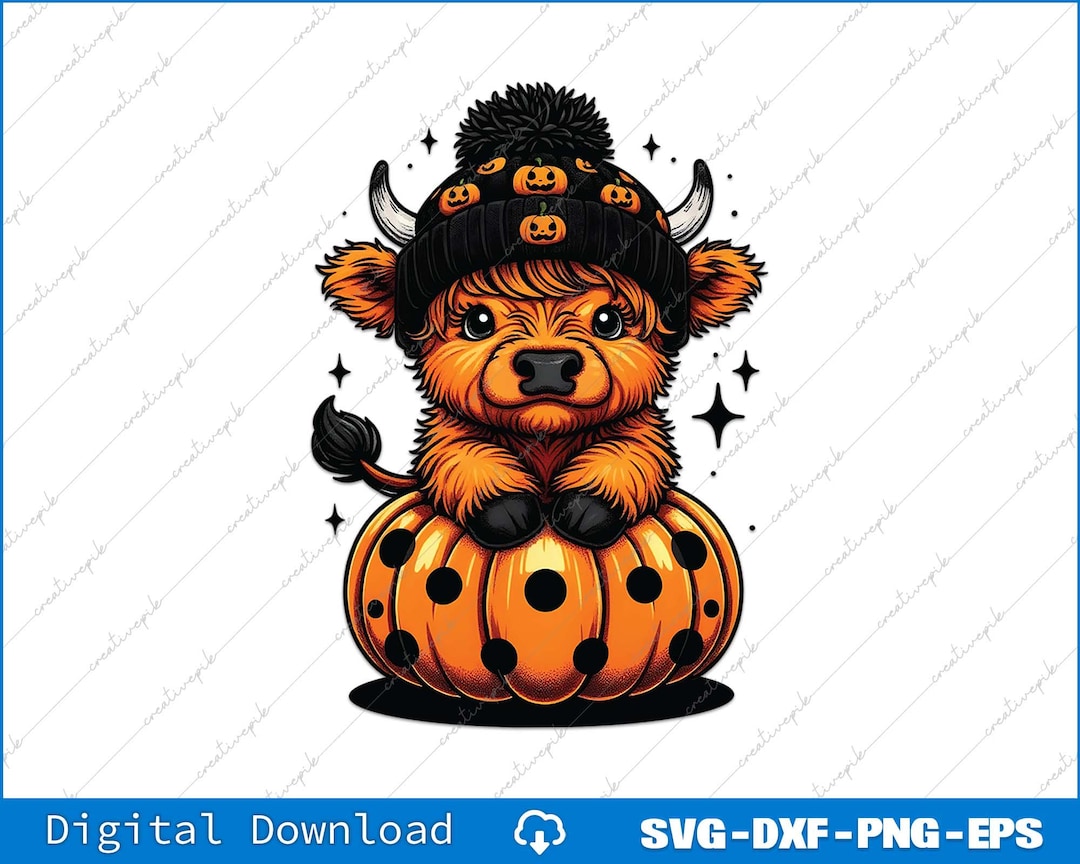 Cute Highland Cow Halloween Png Digital Files - Etsy