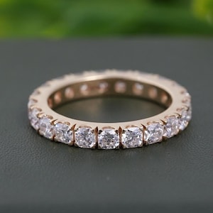 3.90 TCW Full Eternity Diamant Band, Kissenschliff Diamantring, stapelbarer Diamantring, Kissenschliff Diamant Ehering für Frauen