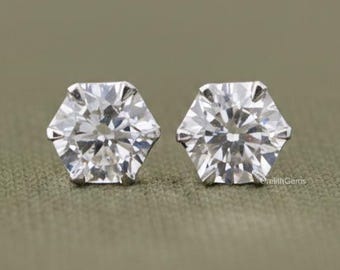 1 + 1 Ctw Okrągły Kolczyk z Diamentem Starego Szlifu Europejskiego, Kolczyki z Solitaire z Diamentów Wyhodowanych Laboratoryjnie, Kolczyki z Diamentami w Oprawie Zębów, Delikatne Kolczyki Dla Niej
