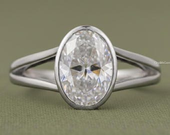 Oval Cut Lab Grown Diamond Ring 2.00 CT Solitaire Diamond Engagement Ring IGI Certified Diamond Proposal Ring 14K Yellow Gold Ring For Her