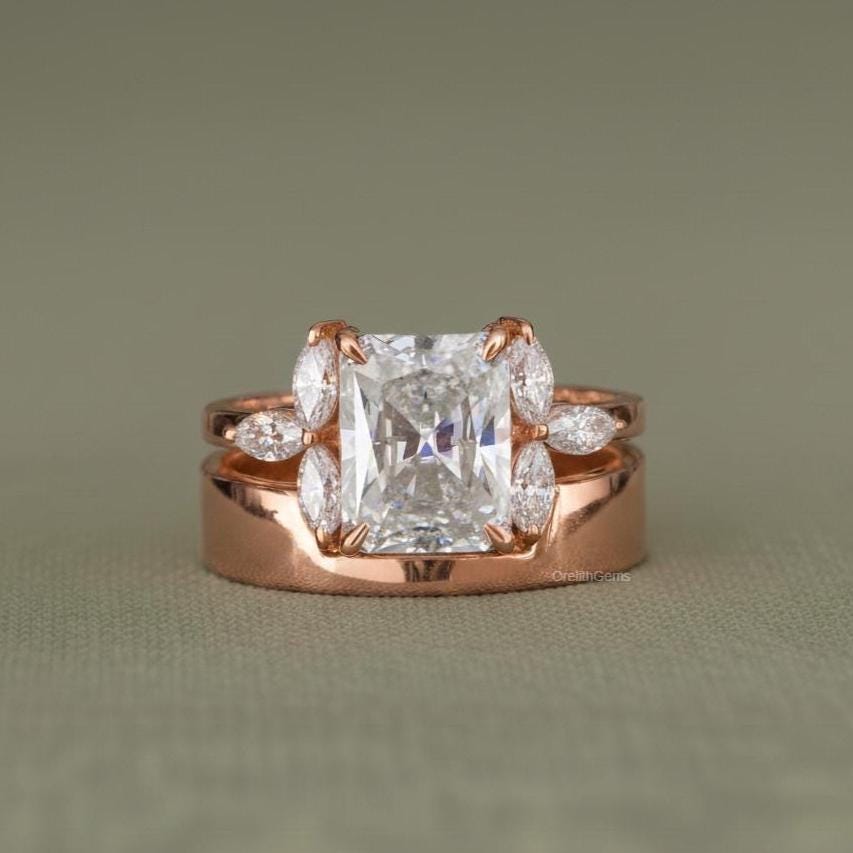 ラディアントカットダイヤモンド結婚指輪セット 3.50 IGI認定 