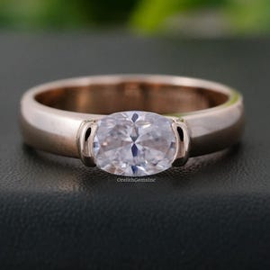1.50 CT Lab Grown Diamond Ring Oval Cut Diamond Engagement Ring Solitaire Diamond Engagement Ring Bezel Set Wedding Ring Anniversary Gift