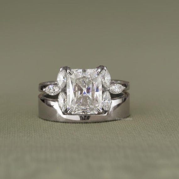 ラディアントカットダイヤモンド結婚指輪セット 3.50 IGI認定 
