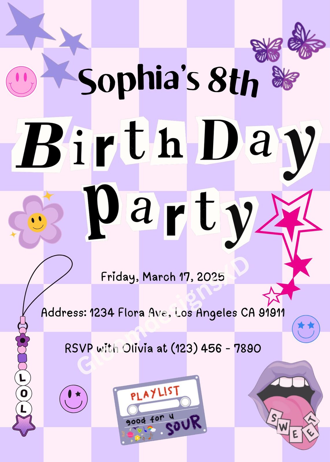 Olivia Rodrigo Birthday Party Invitation TEMPLATE Etsy