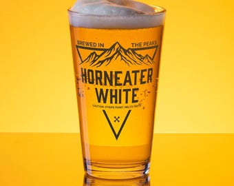 Horneater White Pint Glass | Stormlight Archive Inspired Beer Glass | Cosmere Barware Gift | Fantasy Glassware