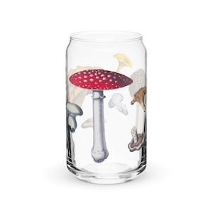 Ästhetischer Pilzdosenförmiges Glas 16 Unzen | Niedliches Cottagecore Glaswaren, Geschenk für Naturliebhaber