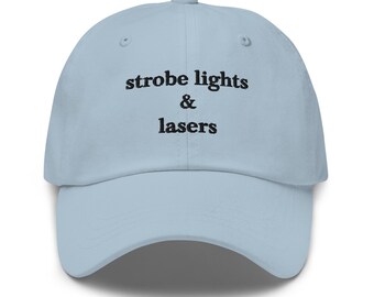 Gorra bordada con luces estroboscópicas y láseres – Gorra para festivales EDM rave – Ropa urbana unisex Basshead Techno – Regalo de atuendo PLUR