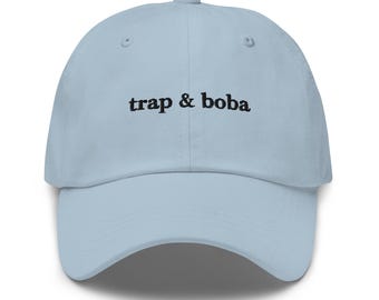 Trap & Boba Embroidered Dad Hat – EDM Festival Hat – Funny Raver Gift – Unisex Streetwear – Bass Music Boba Cap – Wook Trap Hat