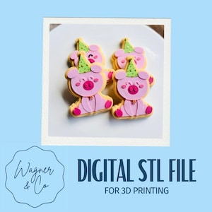 Party Pig - Cookie Cutter and Stamp Digital STL File