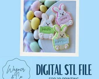 Personalised Easter Bunny - Cookie Cutter and Stamp Digital STL File