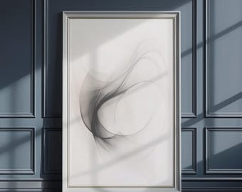 Black and White Abstract Swirl Print - Minimalist Modern Digital Wall Art