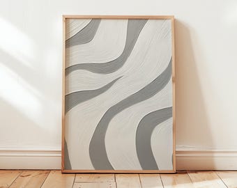 Abstract Wave Texture Printable Art - Modern Minimal Black and White Line Pattern for Stylish Wall Decor (instant download)