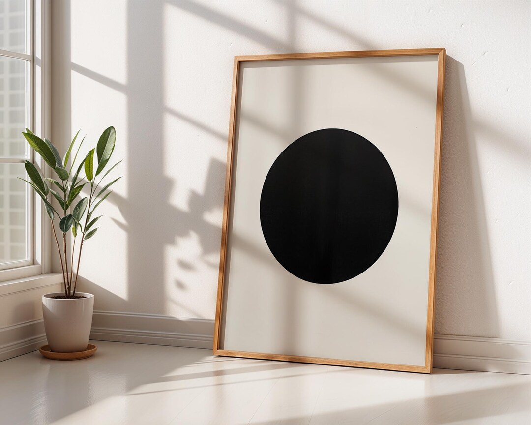 Black Circle Minimalist Wall Art - Bold Monochrome Geometric Print ...