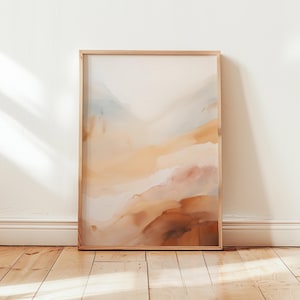 Warm terracotta abstract landschap afdrukbare kunst, moderne woestijntint muur decor, minimalistische aardse schilderij poster, digitale download