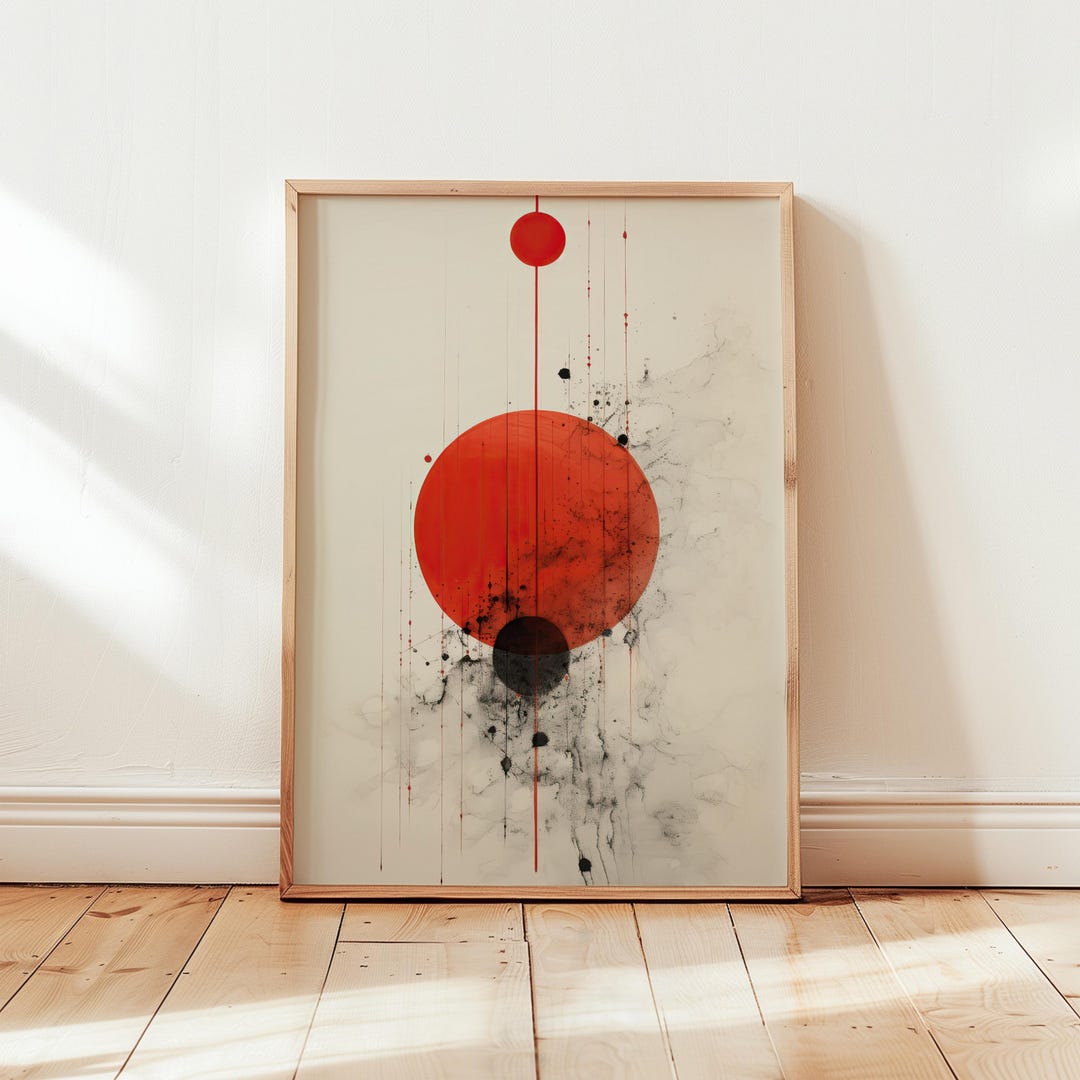 Red and Black Abstract Geometric Print - Modern Minimalist Wall Art ...