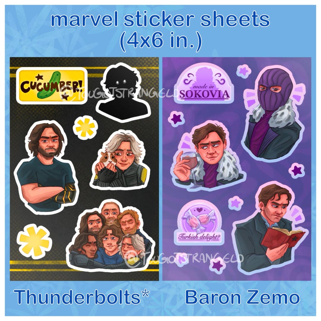 Marvel Rivals Sticker Sheets Invisible Marvel Sticker Sheets - Thunderbolts, Baron Zemo - Etsy