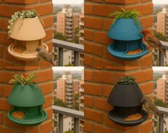 3D Printable Corner Bird Feeder STL File: Outdoor Garden Decor (Digital File)