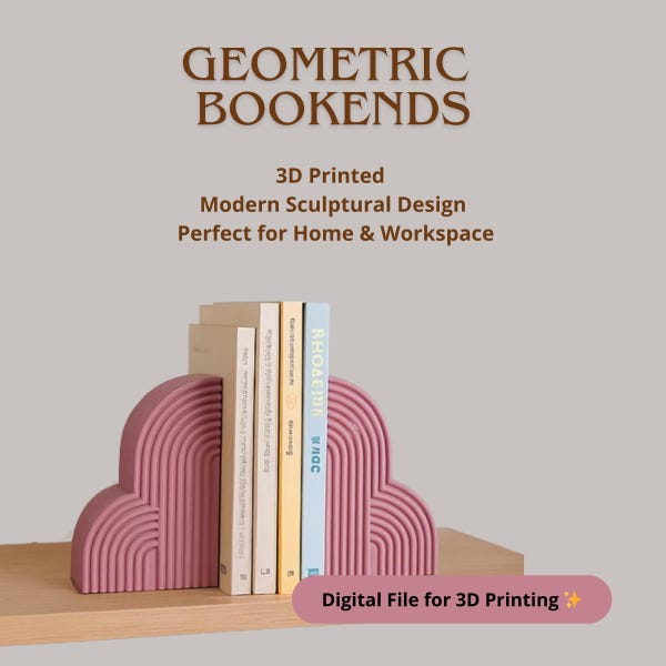 3D Geometrische Buchstützen STL Datei - Moderne Regal Dekor | Buchständer, Buchzubehör
