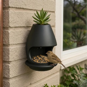 Comedero para pájaros impreso en 3D (archivo STL): Decoración de jardín 2 en 1 (descarga digital)