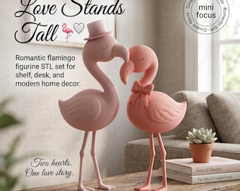 Pareja de flamencos impresa en 3D: decoración para San Valentín (archivo digital STL)