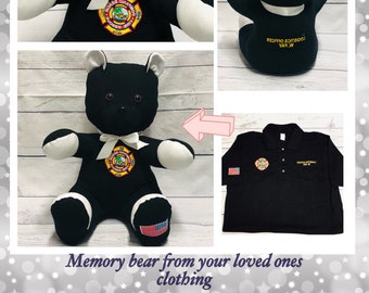 Memory Bear made from shirts, personalized gift, bear from baby clothes, grandparents mom dad family gift, Christmas gift, baby shower gift