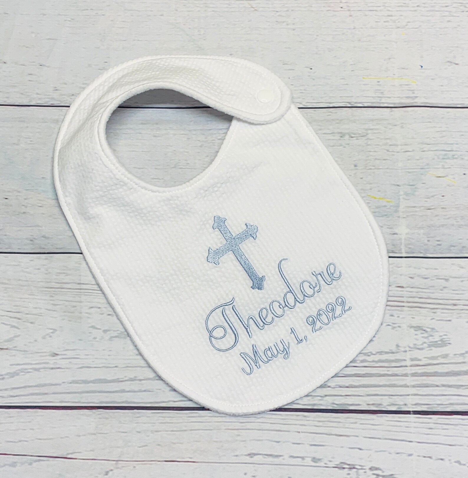 Baptismal Bib Christening Keepsake Gift Bib With Cross Etsy