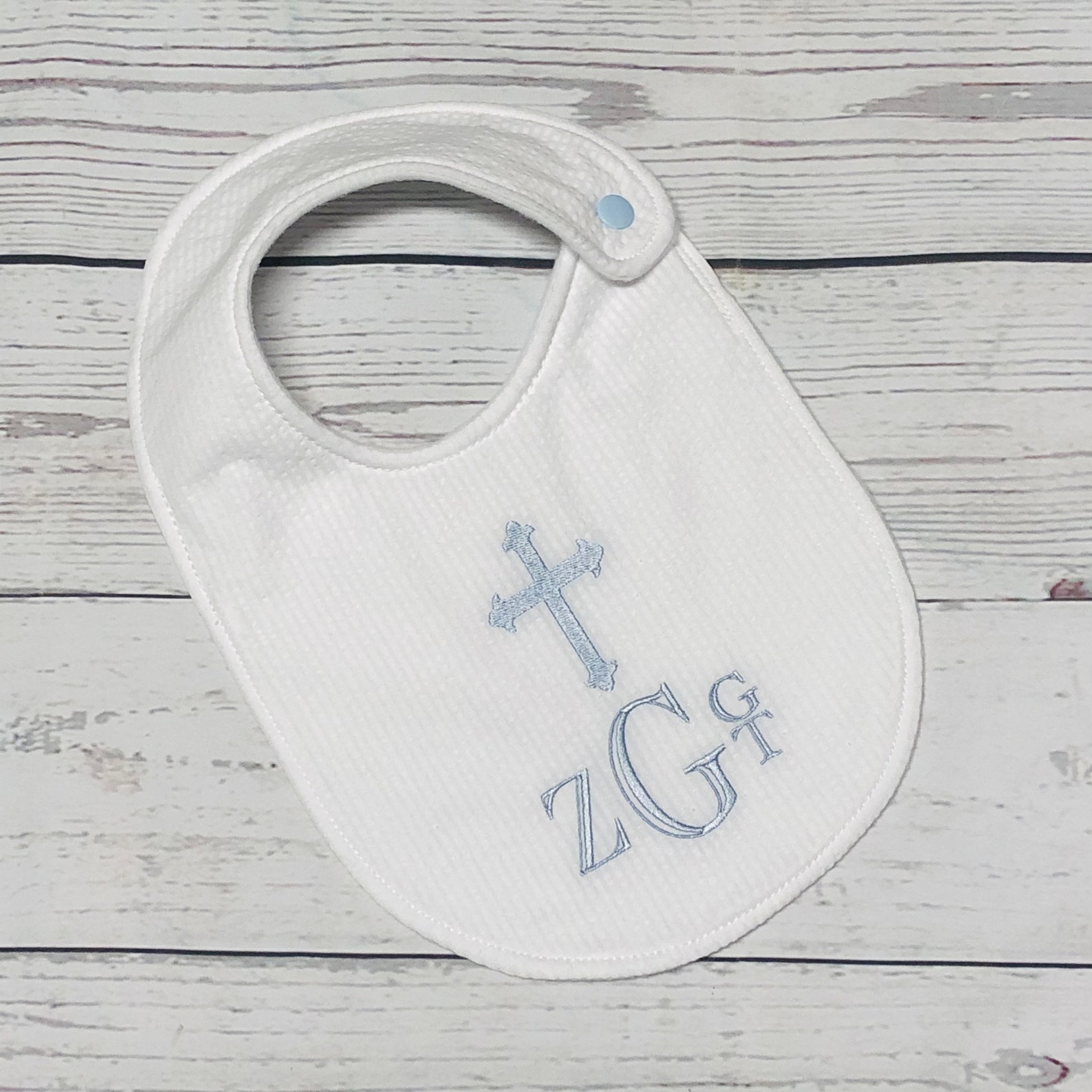 Baby Baptism Cross Bib Christening Keepsake Gift Baby Boy Etsy
