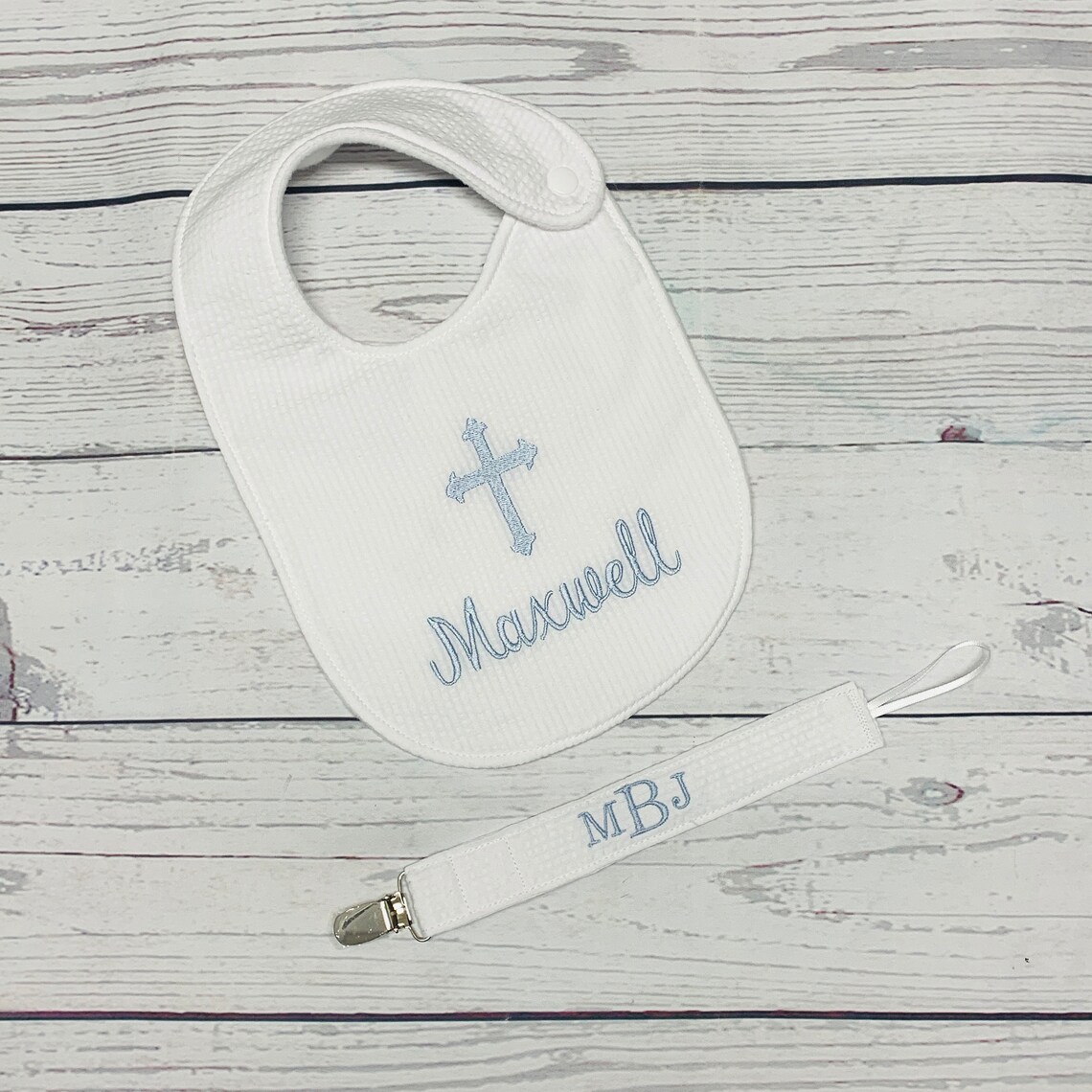 Baptismal Bib Christening Keepsake Gift Bib With Cross Etsy