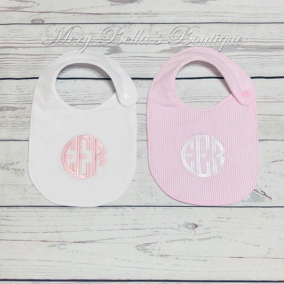 monogrammed baby bibs and burp cloths