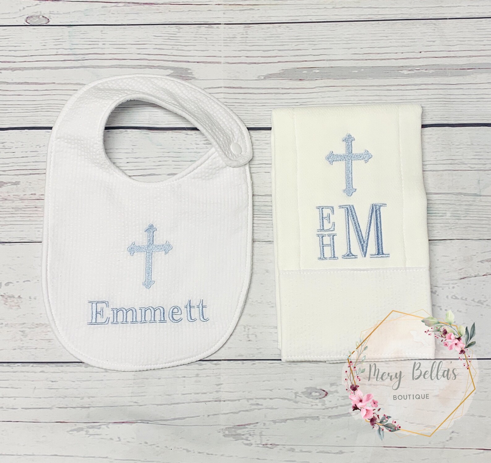 Baptismal Bib Christening Keepsake Gift Bib With Cross Etsy