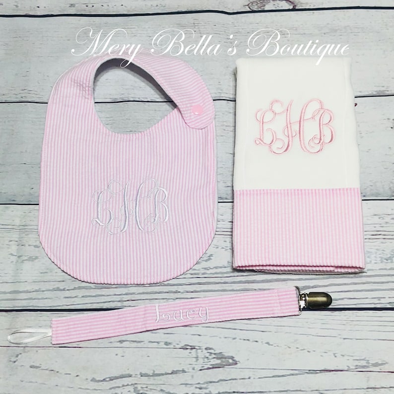 Baby Bib and Burp Cloth Gift Set Baby Shower Gift Navy Blue Etsy