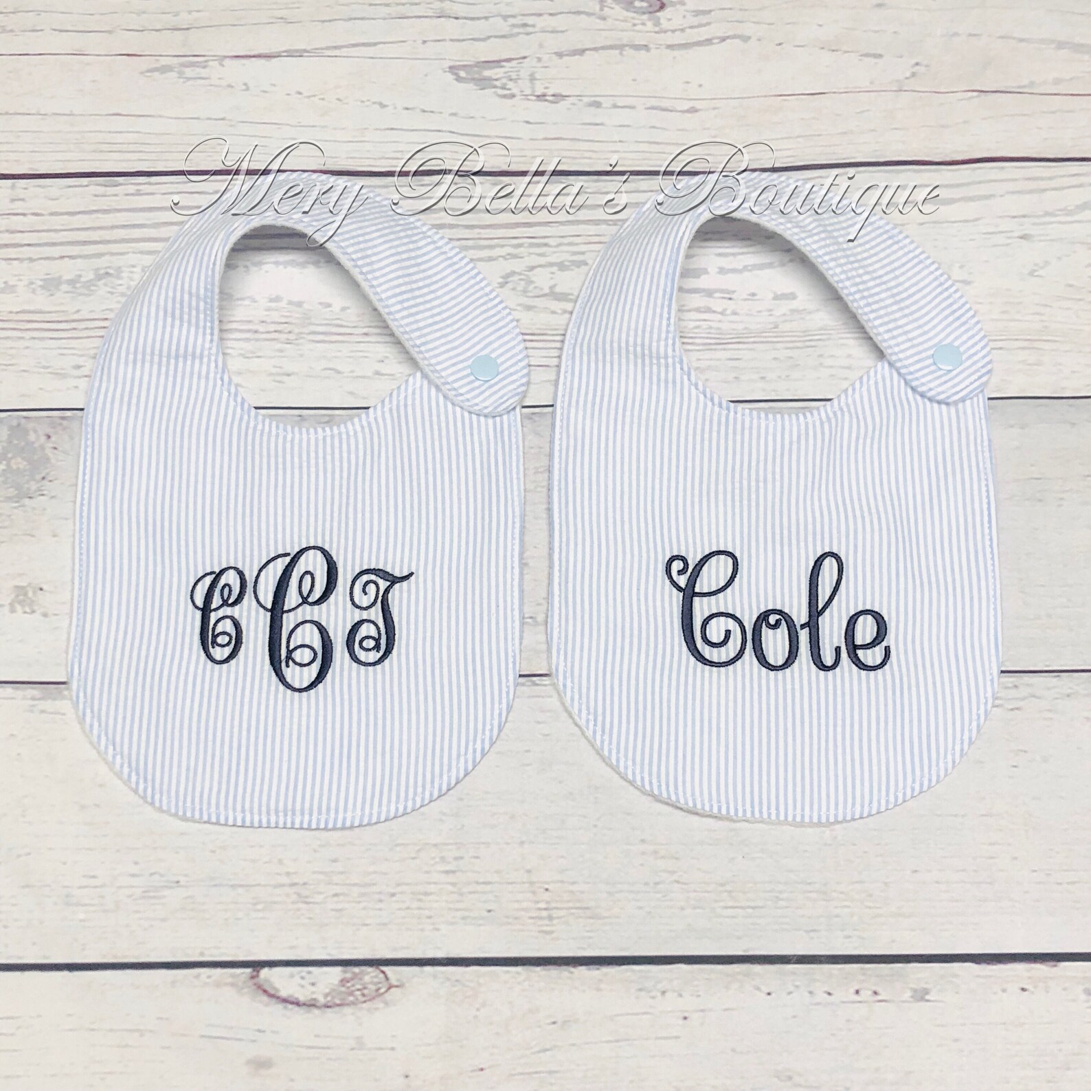 Handmade Baby Gift Set Seersucker Bib Personalized Gift Etsy