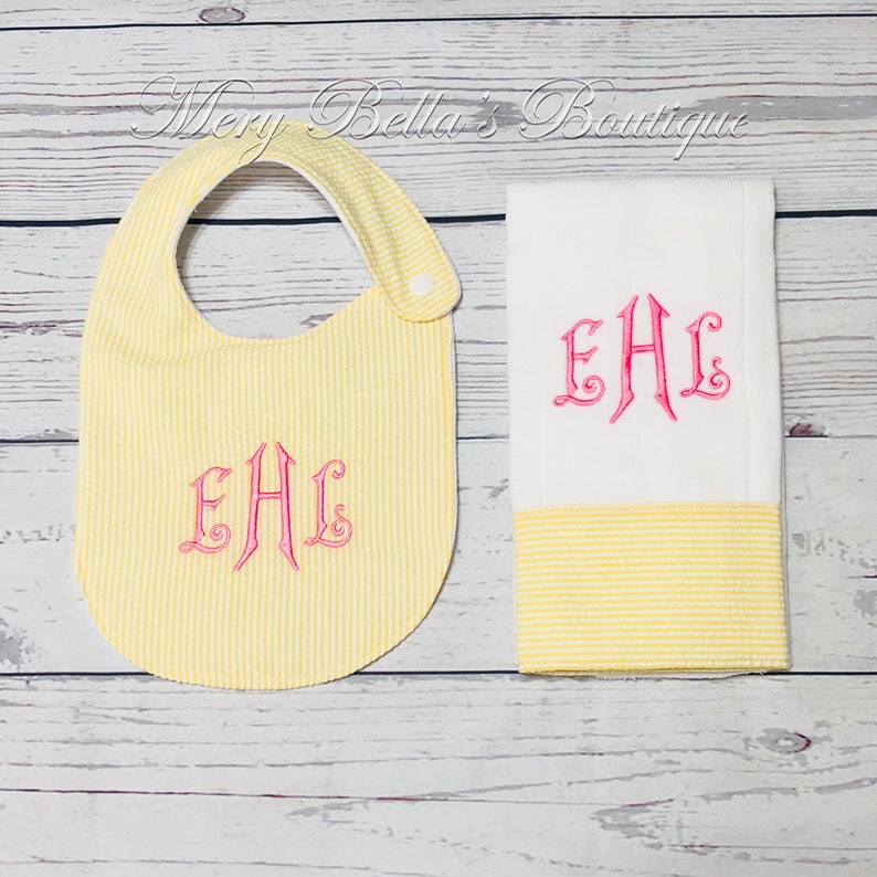 Embroidered bib personalized bibs baby shower gift monogram Etsy