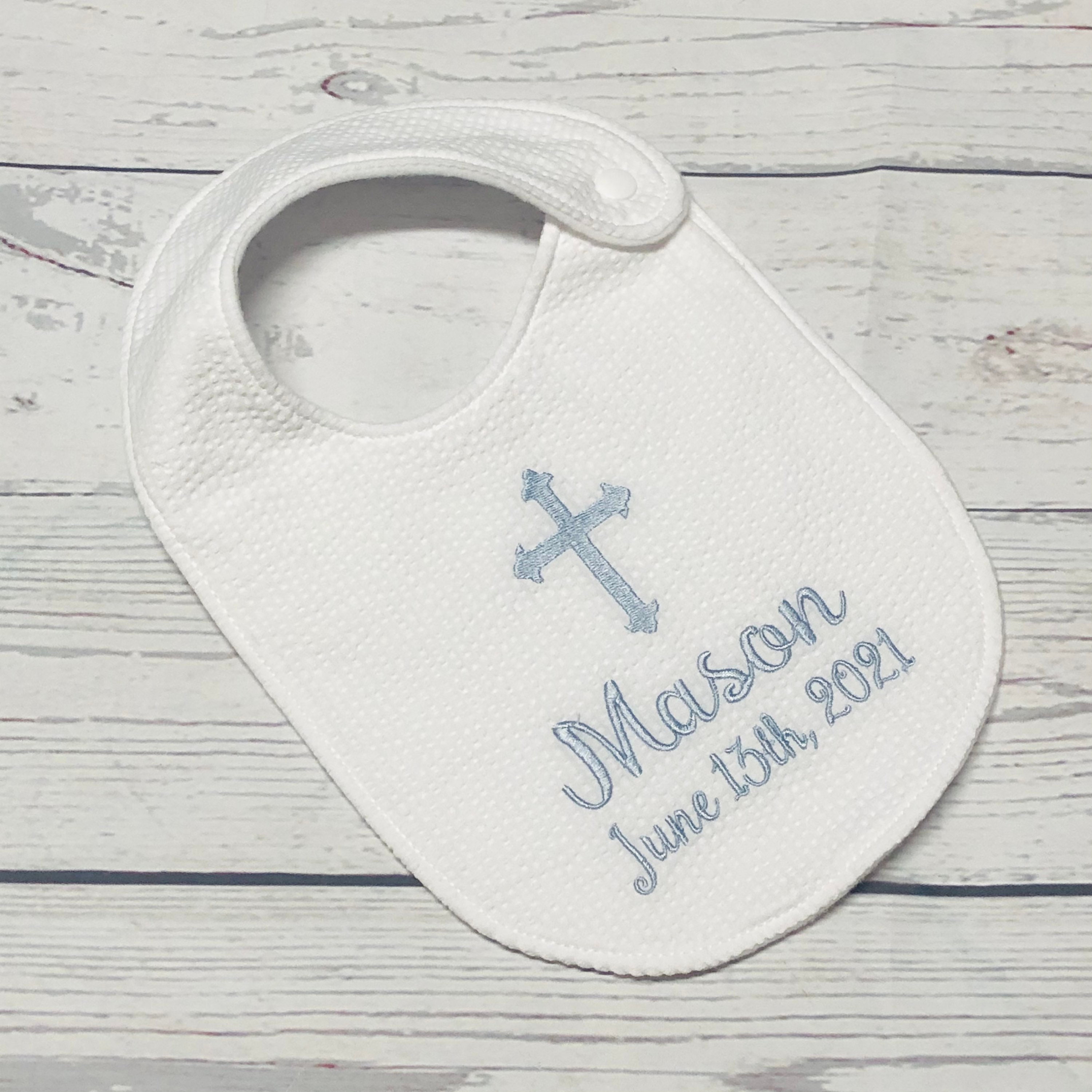 Christening Baptism Bib Burp Cloth Personalized Bib/white Etsy Singapore