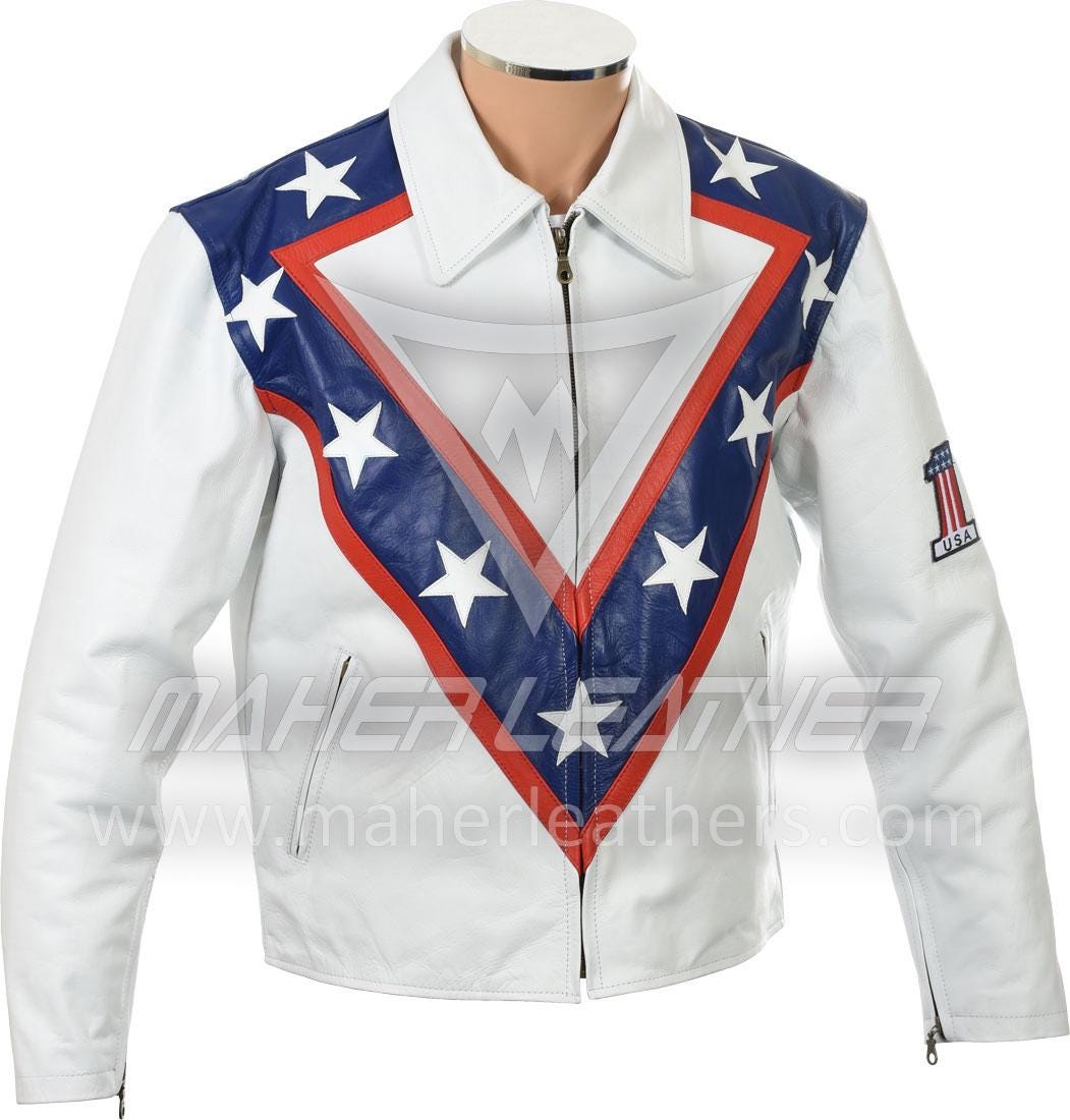 Evel knievel white star leather motorcycle jacket
