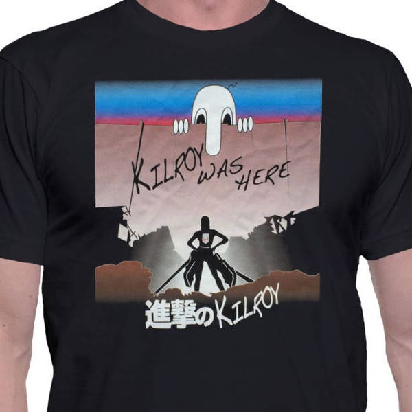 Attack on Kilroy Was Here Titan Anime T-Shirt FREE SHIPPING