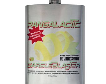 Hitchhikers Guide Pangalactic Gargle Blaster 8oz Flask FREE SHIPPING